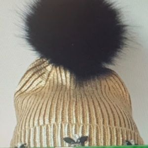 Gold and black embellished beanie